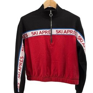 Well Worn Holiday Sweater XL Ski Apres Quarter Zip Black Red Long Sleeve
